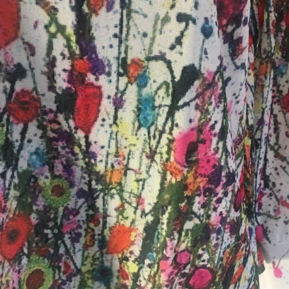 *HOST PICK* Misslook Pullover Top Womens Large Long Sleeve Blouse White Flower - Picture 9 of 16